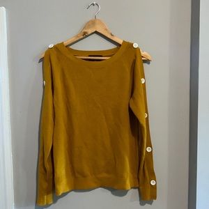 Mustard Ann Taylor sweater. Size small with white button detail on the sleeves